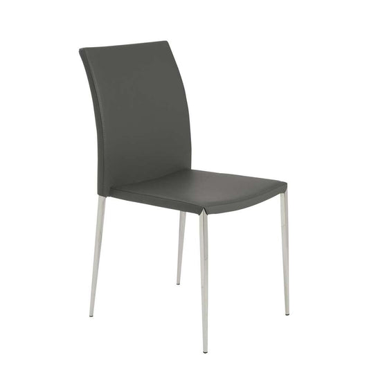 Euro Style - Diana Stacking Side Chair in Gray with Polished Stainless Steel Legs (Set of 2) - 02348GRY-MP2 veiw 2