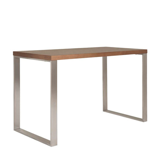 Euro Style - Dillon Desk in American Walnut Veneer with Brushed Stainless Steel Base - 09832WAL veiw 2