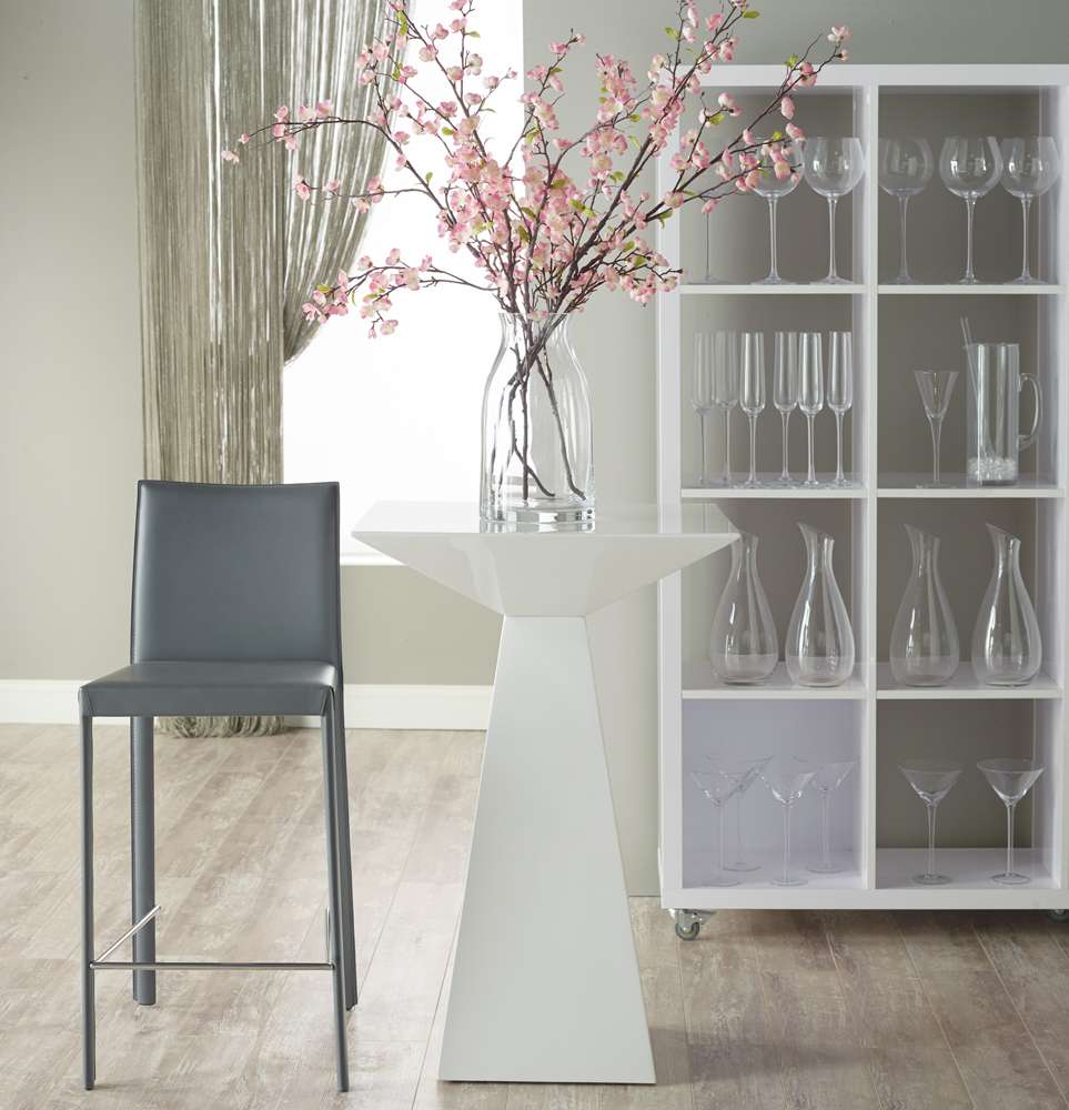 Euro Style - Hasina Bar Stool in Gray with Polished Stainless Steel Legs (Set of 2) - 38625GRY veiw 8