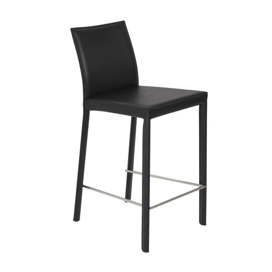 Euro Style - Hasina Counter Stool in Black with Polished Stainless Steel Legs (Set of 2) - 38626BLK veiw 2