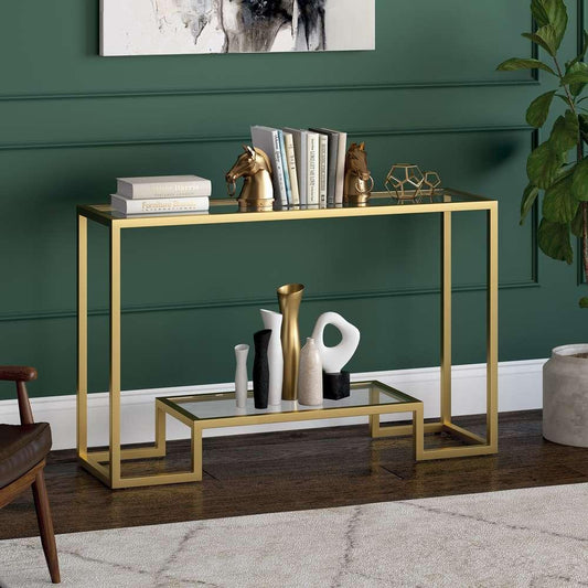 Hudson & Canal - Athena 47.75in Wide Rectangular Console Table in Brass - AT0093 veiw 2