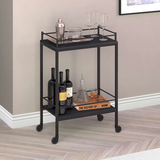 Hudson & Canal - Barnes 23.5in Wide Rectangular Bar Cart in Black Grain - BC1333 veiw 2