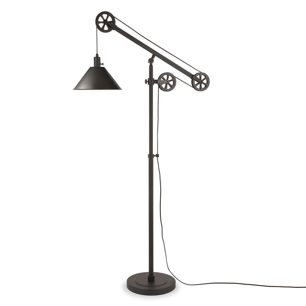 Hudson & Canal - Descartes Pulley System Floor Lamp with Metal Shade in Blackened Bronze/Blackened Bronze - FL0022 veiw 3