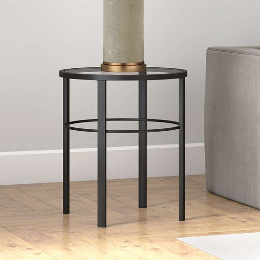 Hudson & Canal - Gaia 20in Wide Round Side Table in Blackened Bronze - ST0239 veiw 2