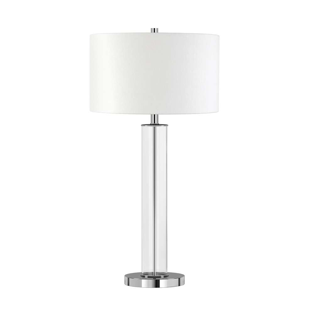 Hudson & Canal - Harlow 29in Tall Table Lamp with Fabric Shade in Clear Glass/Polished Nickel/White - TL0183 veiw 3