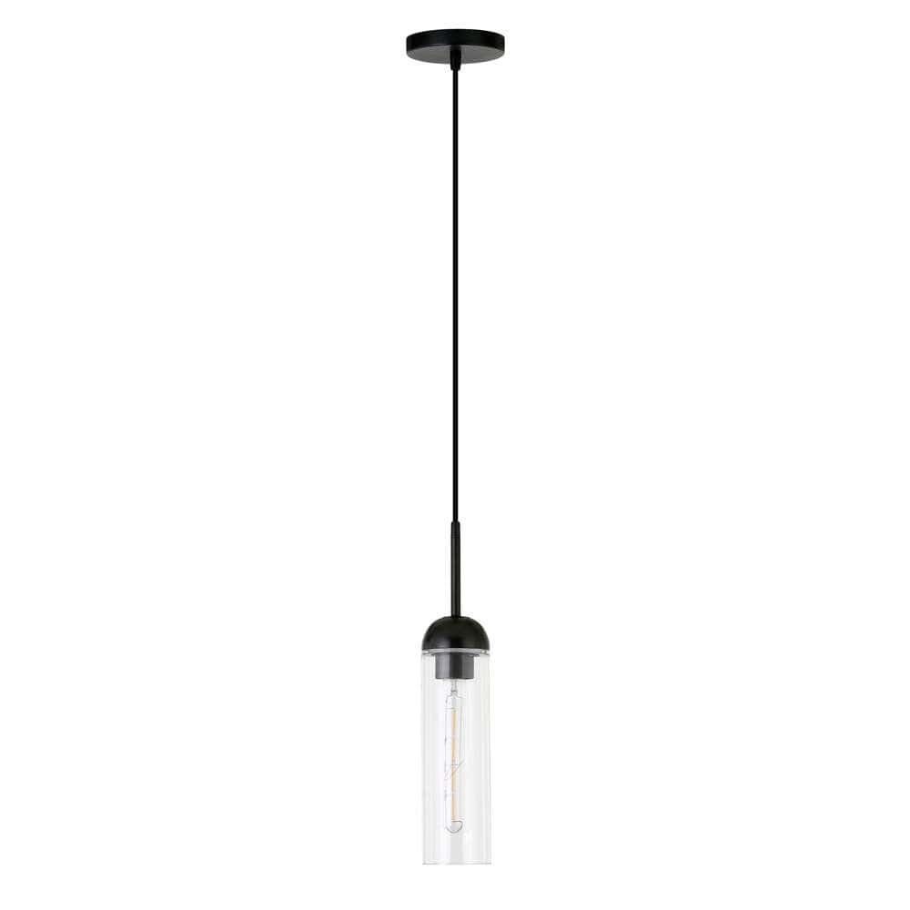 Hudson & Canal - Kagan 3.5in Wide Pendant with Glass Shade in Blackened Steel/Clear - PD0648 veiw 4