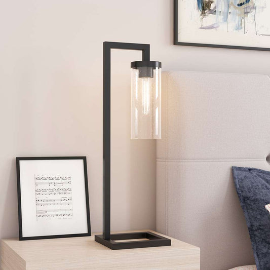 Hudson & Canal - Malva 26in Tall Table Lamp with Glass Shade in Blackened Bronze/Seeded - TL0137 veiw 2