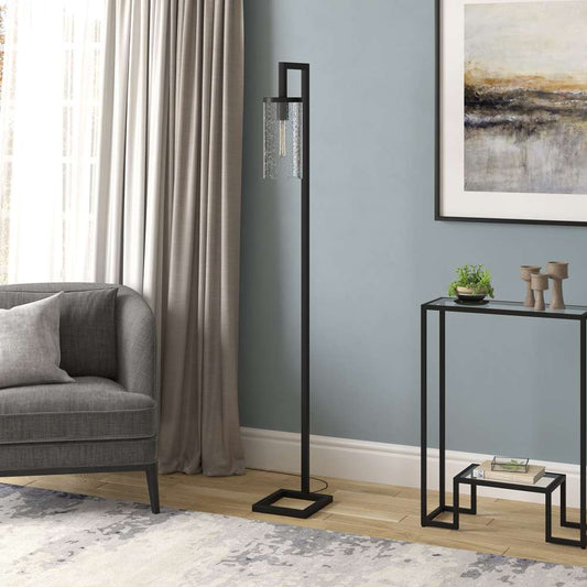 Hudson & Canal - Malva 67.75in Tall Floor Lamp with Glass Shade in Blackened Bronze/Seeded - FL0014 veiw 2