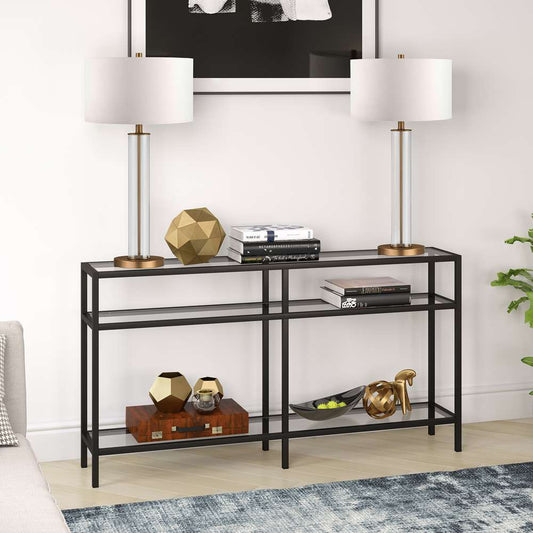 Hudson & Canal - Sivil 55in Wide Rectangular Console Table in Blackened Bronze - AT0255 veiw 2