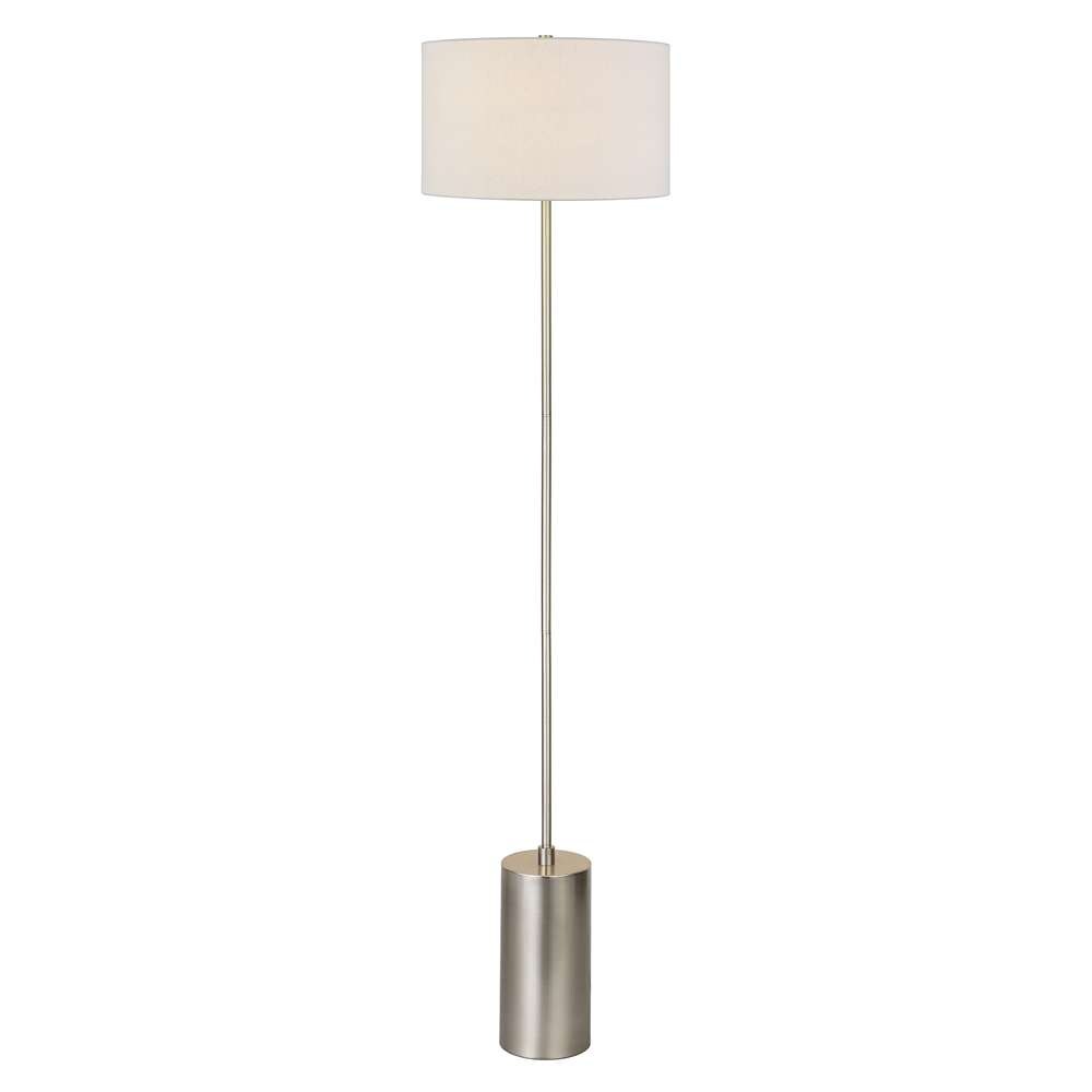 Hudson & Canal - Somerset 64in Tall Floor Lamp with Fabric Shade in Brushed Nickel/White - FL1601 veiw 3