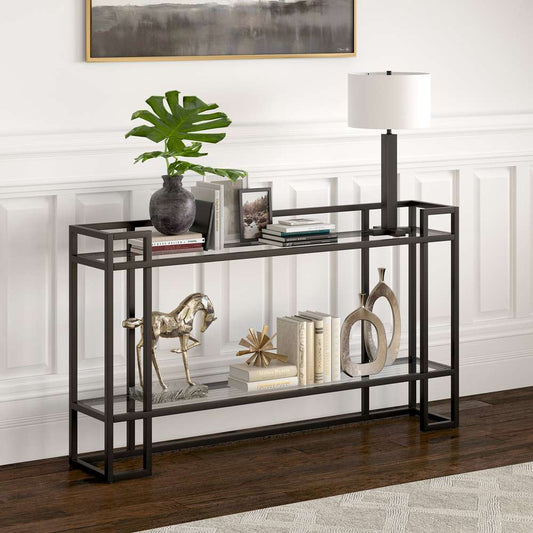 Hudson & Canal - Uriel 52in Wide Rectangular Console Table in Blackened Bronze - AT1039 veiw 2