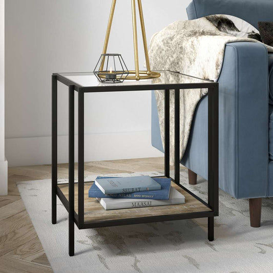 Hudson & Canal - Vireo 20in Wide Square Side Table with MDF Shelf in Blackened Bronze/Limed Oak - ST0942 veiw 2