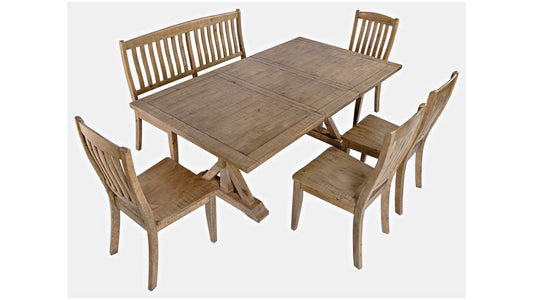 Jofran - Carlyle Crossing Solid Pine 78in Six-Piece Dining Set with Bench and Slat Chairs - 1921-78D-6S veiw 2