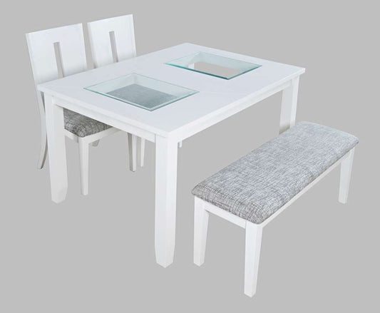 Jofran - Urban Icon Contemporary 66in Four-Piece Dining Set with Upholstered Chairs and Bench - 2003-66D-4 veiw 2