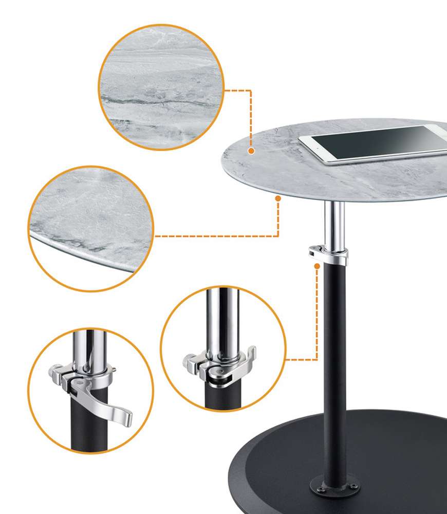 Lilola Home - Orbit End Table with Height Adjustable Gray Marble Textured Top - 98022 veiw 5