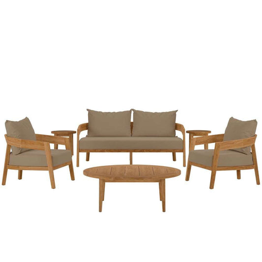 Modway - Brisbane 6-Piece Teak Wood Outdoor Patio Set - EEI-5833-NAT-LBR veiw 2