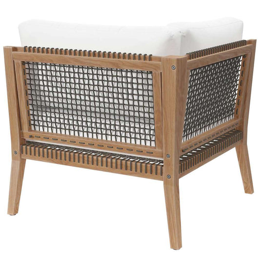 Modway - Clearwater Outdoor Patio Teak Wood Corner Chair in Gray White - EEI-5855-GRY-WHI veiw 3
