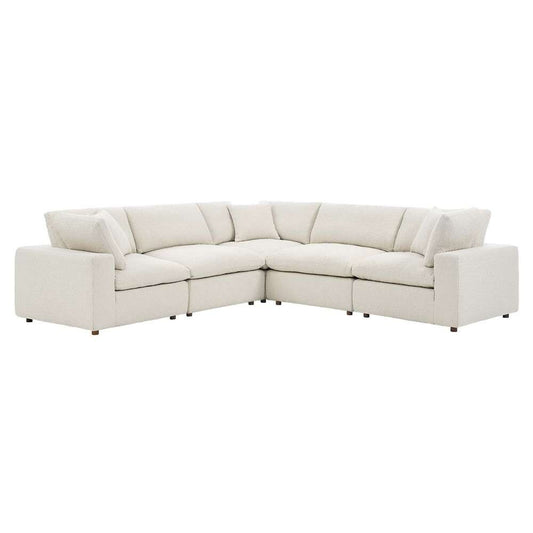 Modway - Commix Down Filled Overstuffed Boucle 5-Piece Sectional Sofa in Ivory - EEI-6368-IVO veiw 2