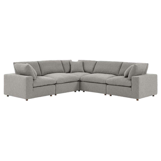 Modway - Commix Down Filled Overstuffed Boucle 5-Piece Sectional Sofa in Light Gray - EEI-6368-LGR veiw 2