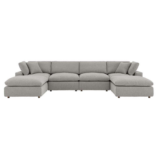 Modway - Commix Down Filled Overstuffed Boucle 6-Piece Sectional Sofa in Light Gray - EEI-6366-LGR veiw 2