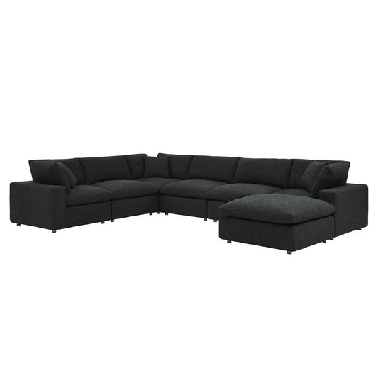 Modway - Commix Down Filled Overstuffed Boucle 7-Piece Sectional Sofa in Black - EEI-6370-BLK veiw 2