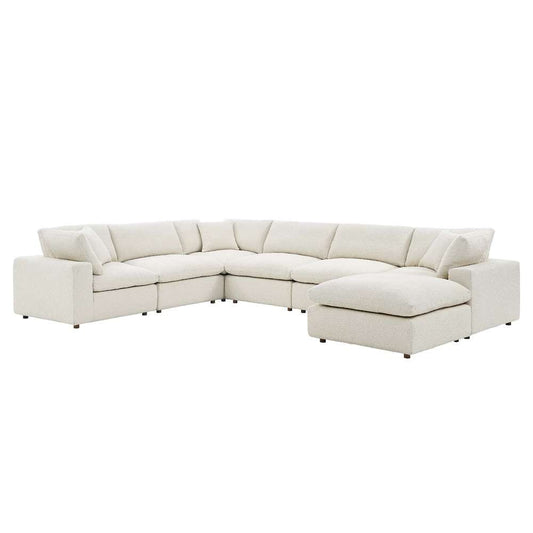 Modway - Commix Down Filled Overstuffed Boucle 7-Piece Sectional Sofa in Ivory - EEI-6370-IVO veiw 2