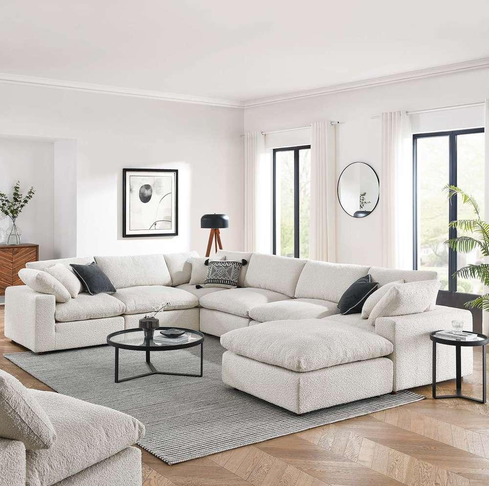 Modway - Commix Down Filled Overstuffed Boucle 7-Piece Sectional Sofa in Ivory - EEI-6370-IVO veiw 5