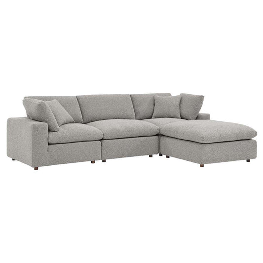 Modway - Commix Down Filled Overstuffed Boucle Fabric 4-Piece Sectional Sofa in Light Gray - EEI-6363-LGR veiw 2