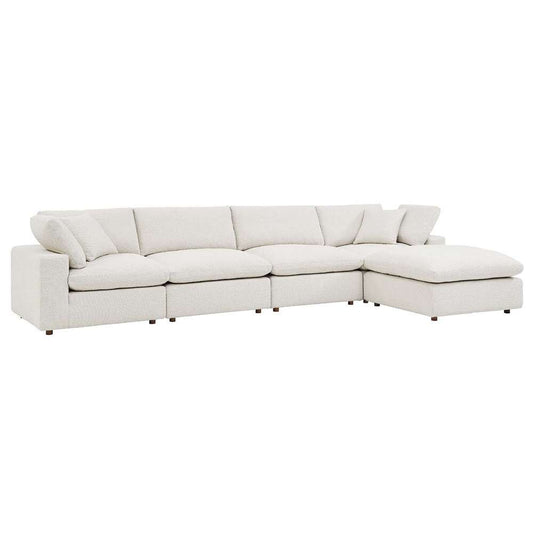 Modway - Commix Down Filled Overstuffed Boucle Fabric 5-Piece Sectional Sofa in Ivory - EEI-6365-IVO veiw 2