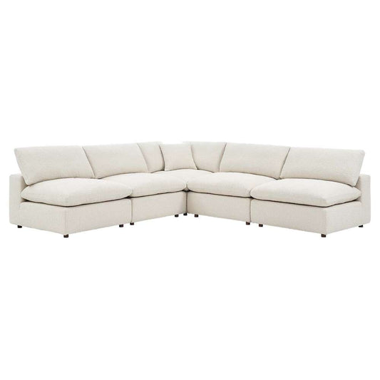 Modway - Commix Down Filled Overstuffed Boucle Fabric 5-Piece Sectional Sofa in Ivory - EEI-6367-IVO veiw 2