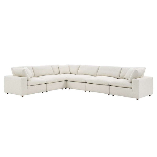 Modway - Commix Down Filled Overstuffed Boucle Fabric 6-Piece Sectional Sofa in Ivory - EEI-6369-IVO veiw 2
