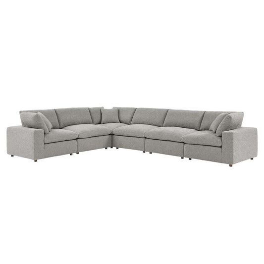 Modway - Commix Down Filled Overstuffed Boucle Fabric 6-Piece Sectional Sofa in Light Gray - EEI-6369-LGR veiw 2