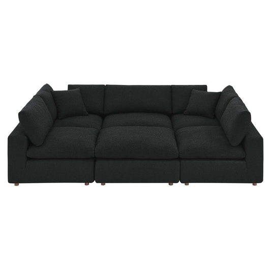 Modway - Commix Down Filled Overstuffed Boucle Fabric 6-Piece Sectional Sofa in Black - EEI-6372-BLK veiw 2