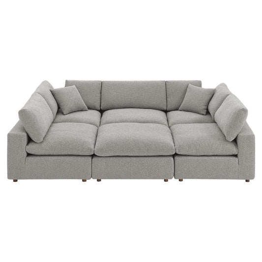 Modway - Commix Down Filled Overstuffed Boucle Fabric 6-Piece Sectional Sofa in Light Gray - EEI-6372-LGR veiw 2