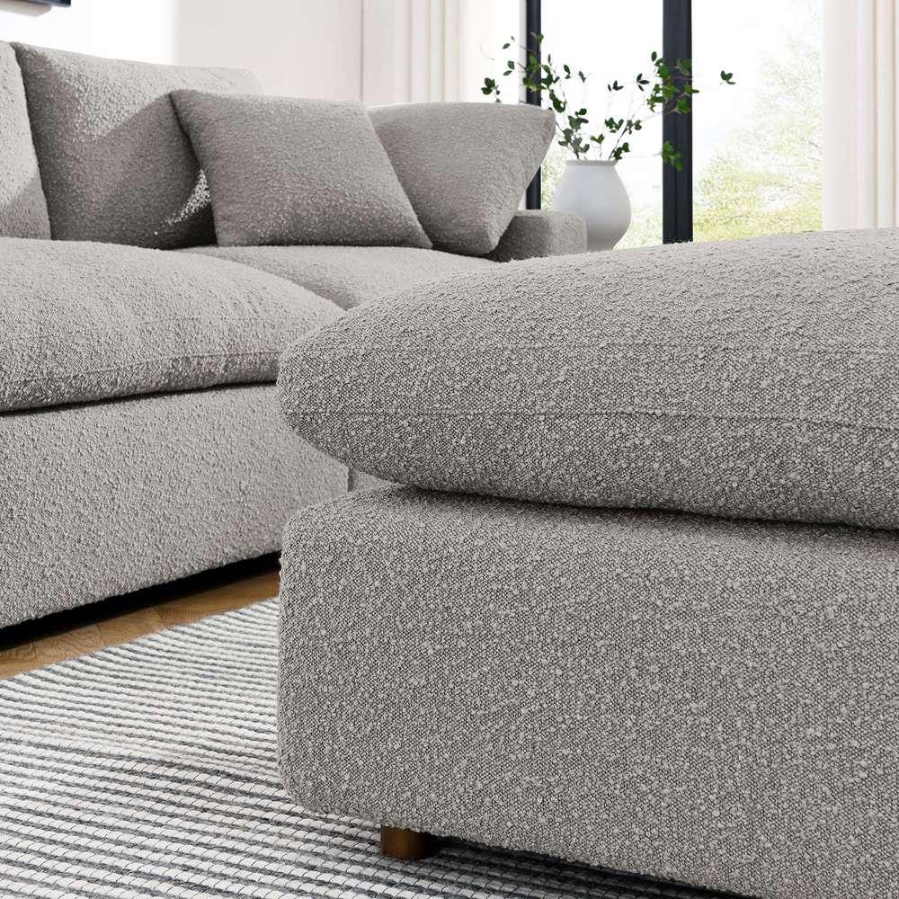 Modway - Commix Down Filled Overstuffed Boucle Fabric Ottoman in Light Gray - EEI-6258-LGR veiw 6