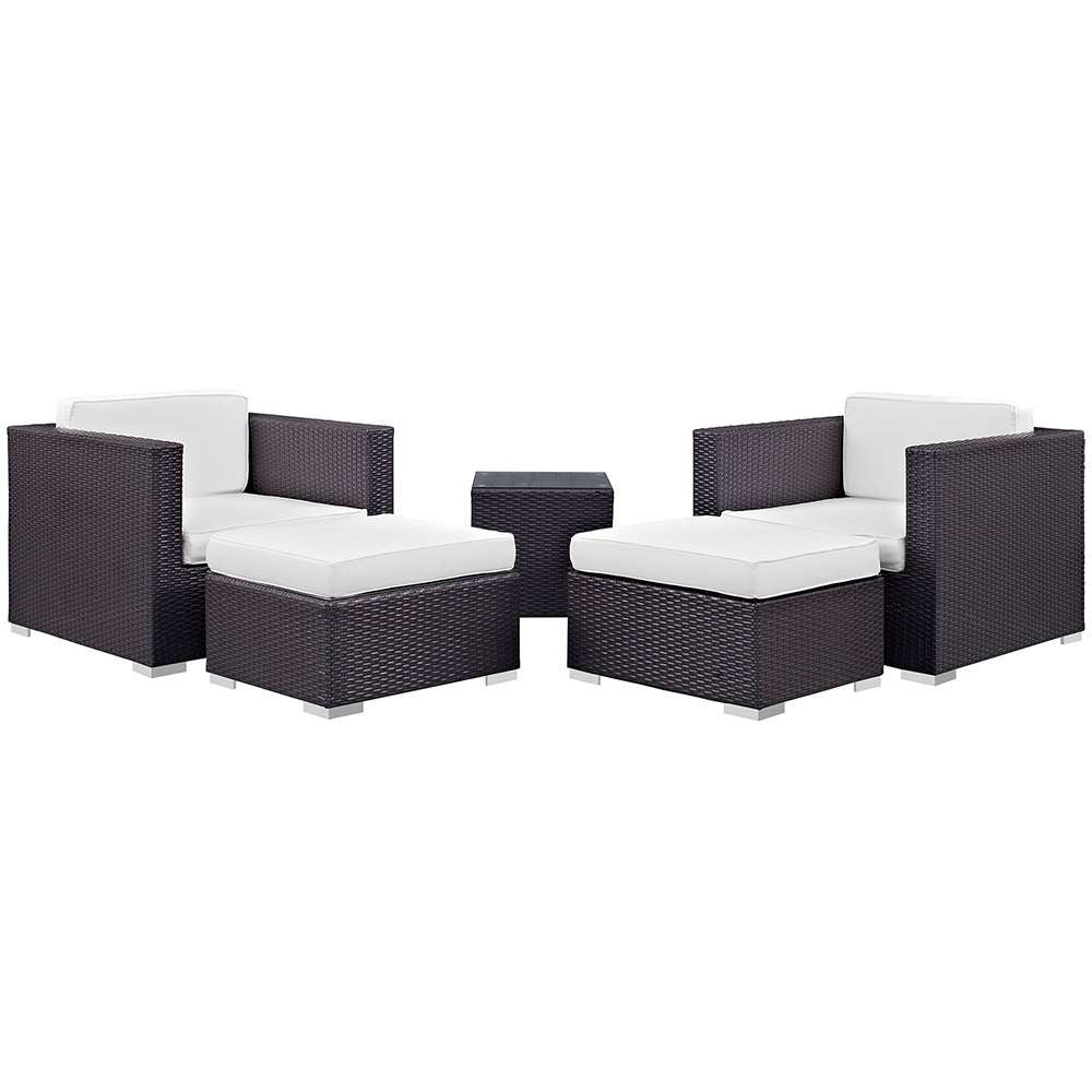 Modway - Convene 5 Piece Outdoor Patio Sectional Set - EEI-1809-EXP-WHI-SET veiw 1