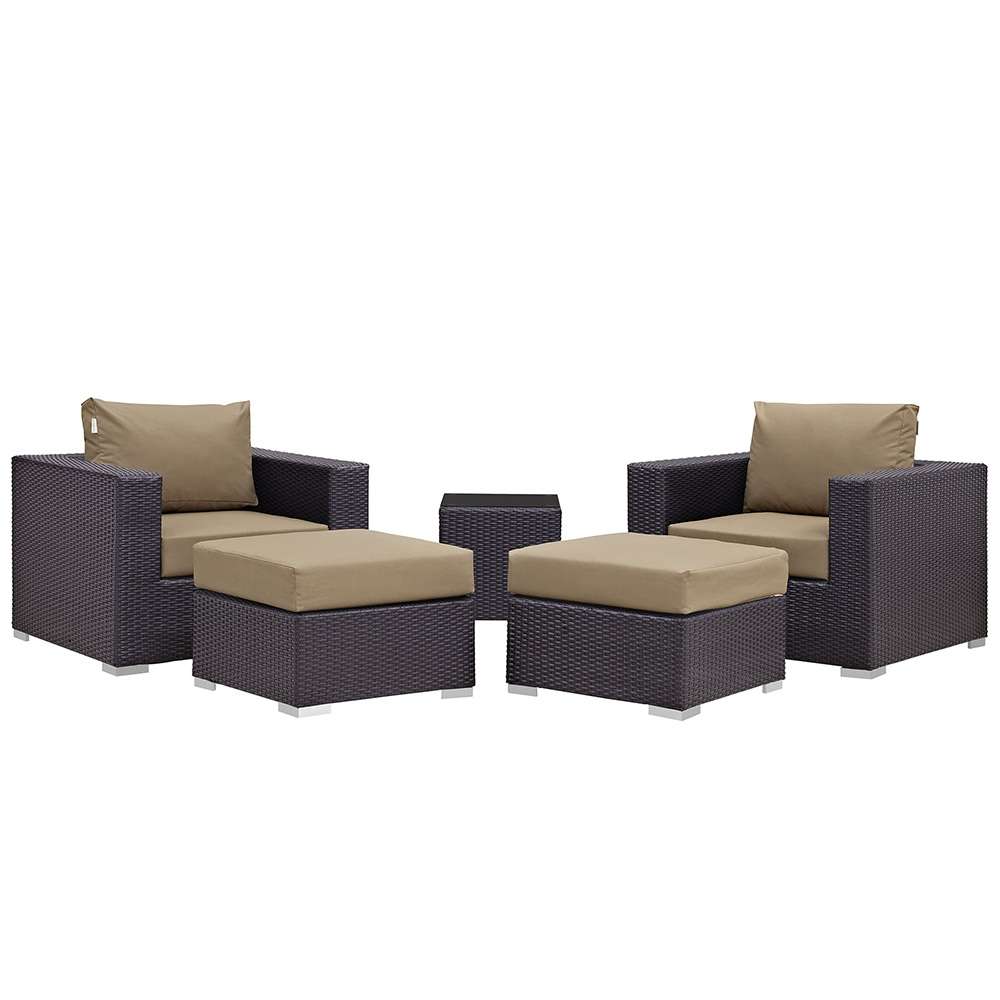 Modway - Convene 5 Piece Outdoor Patio Sectional Set - EEI-2201-EXP-MOC-SET veiw 1