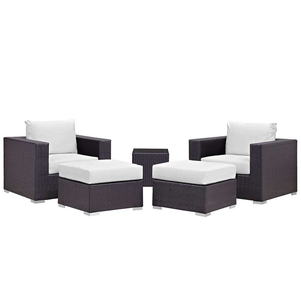 Modway - Convene 5 Piece Outdoor Patio Sectional Set - EEI-2201-EXP-WHI-SET veiw 1