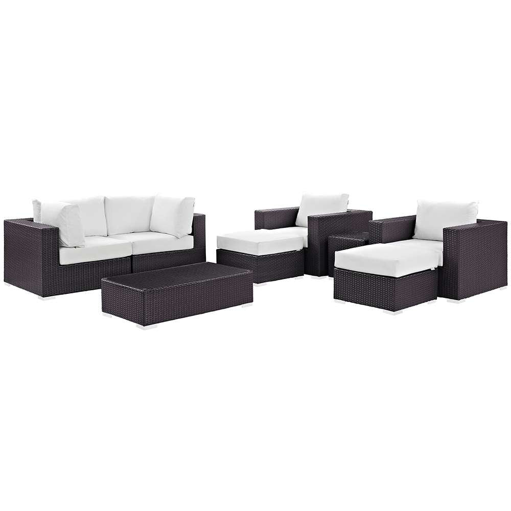 Modway - Convene 8 Piece Outdoor Patio Sectional Set - EEI-2206-EXP-WHI-SET veiw 1