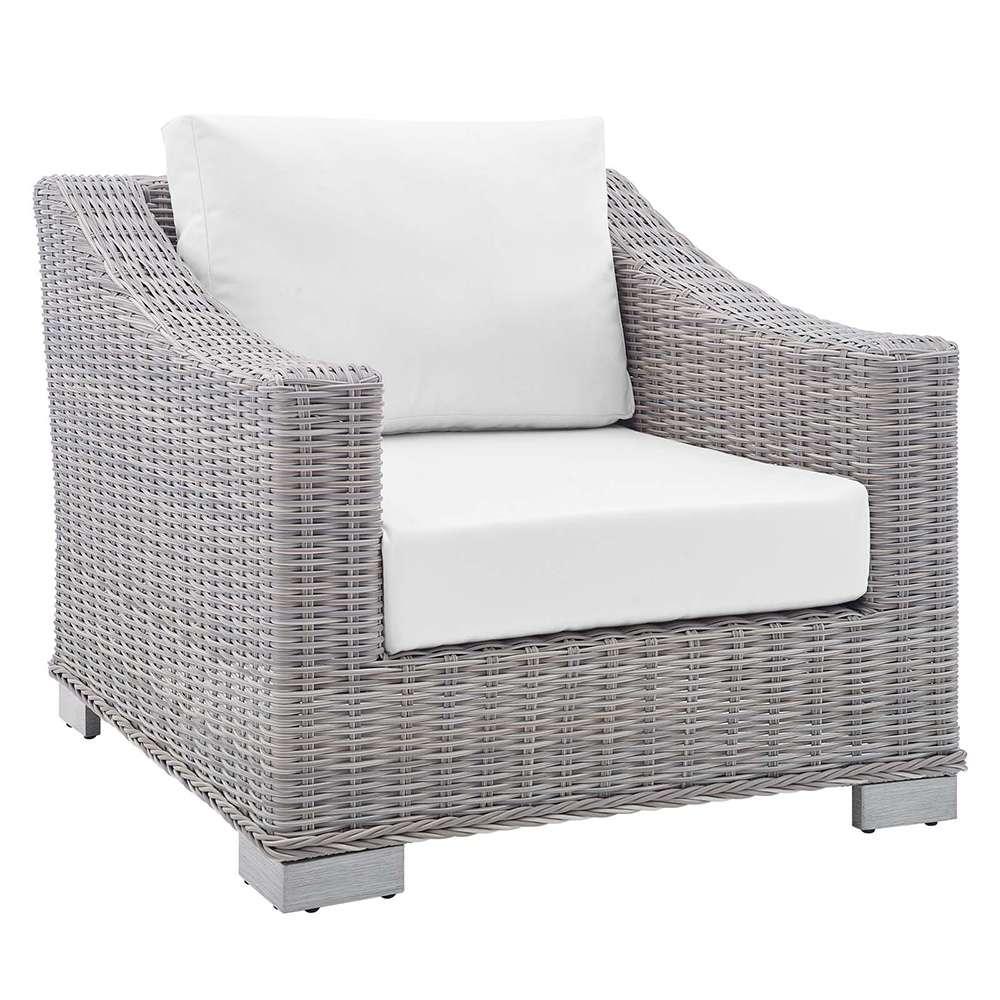 Modway - Conway Sunbrella Outdoor Patio Wicker Rattan Armchair - EEI-3972-LGR-WHI veiw 1