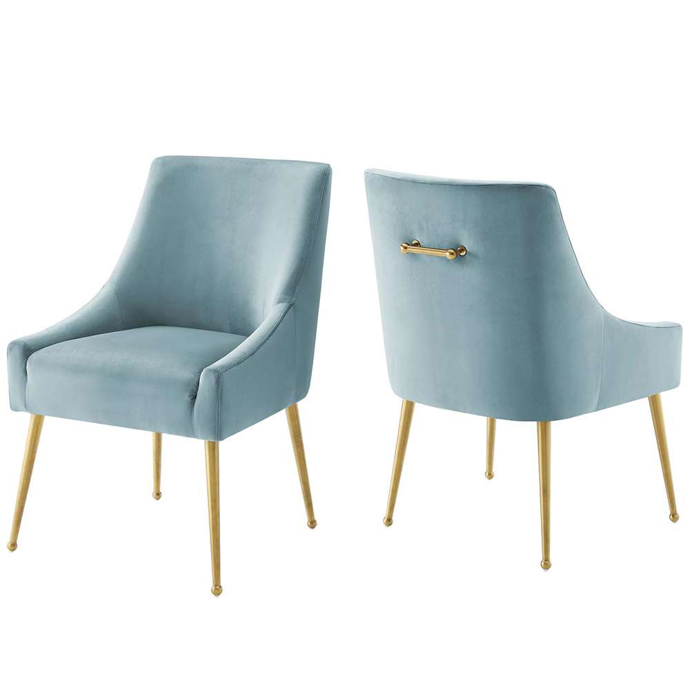 Modway - Discern Upholstered Performance Velvet Dining Chair (Set of 2) - EEI-4148-LBU veiw 1