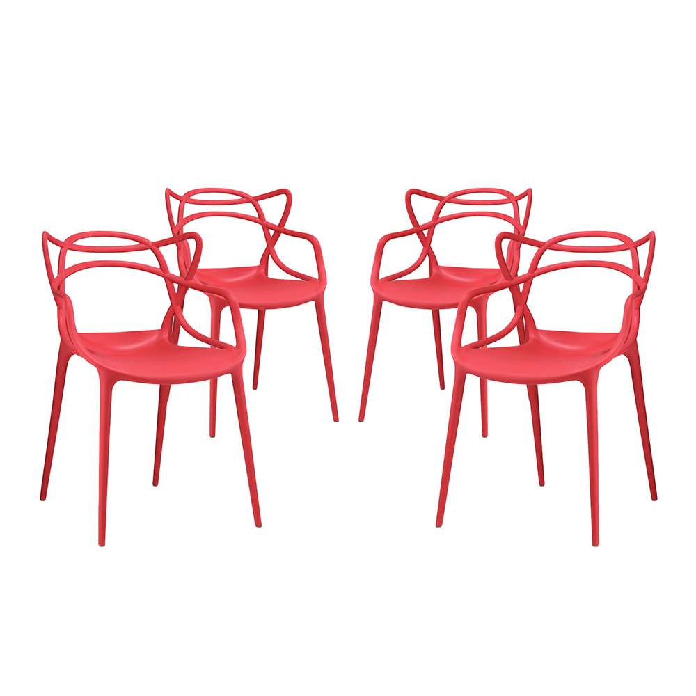 Modway - Entangled Dining Set (Set of 4) - EEI-2348-RED-SET veiw 1