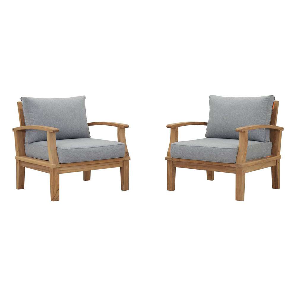 Modway - Marina 2 Piece Outdoor Patio Teak Set - EEI-1819-NAT-GRY-SET veiw 1