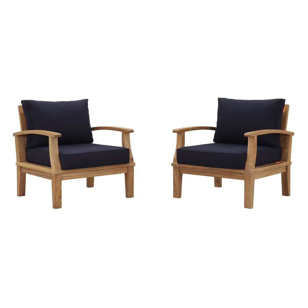 Modway - Marina 2 Piece Outdoor Patio Teak Set - EEI-1819-NAT-NAV-SET veiw 1