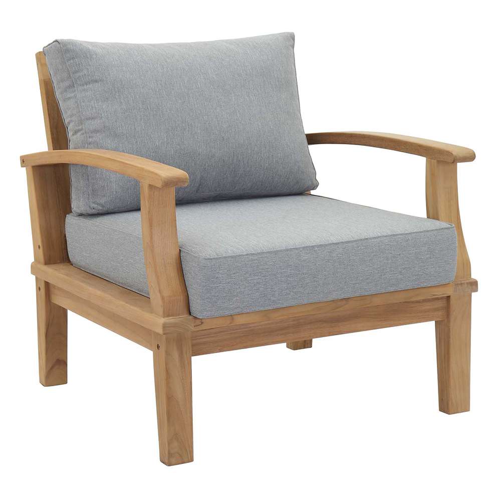 Modway - Marina Outdoor Patio Teak Armchair - EEI-1143-NAT-GRY-SET veiw 1