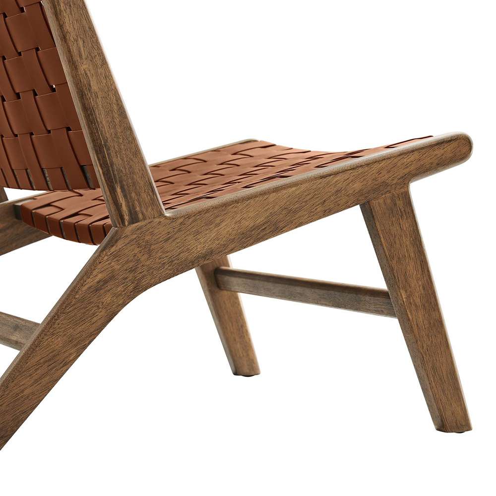 Modway - Saoirse Faux Leather Wood Accent Lounge Chair - EEI-6542-WAL-BRN veiw 6