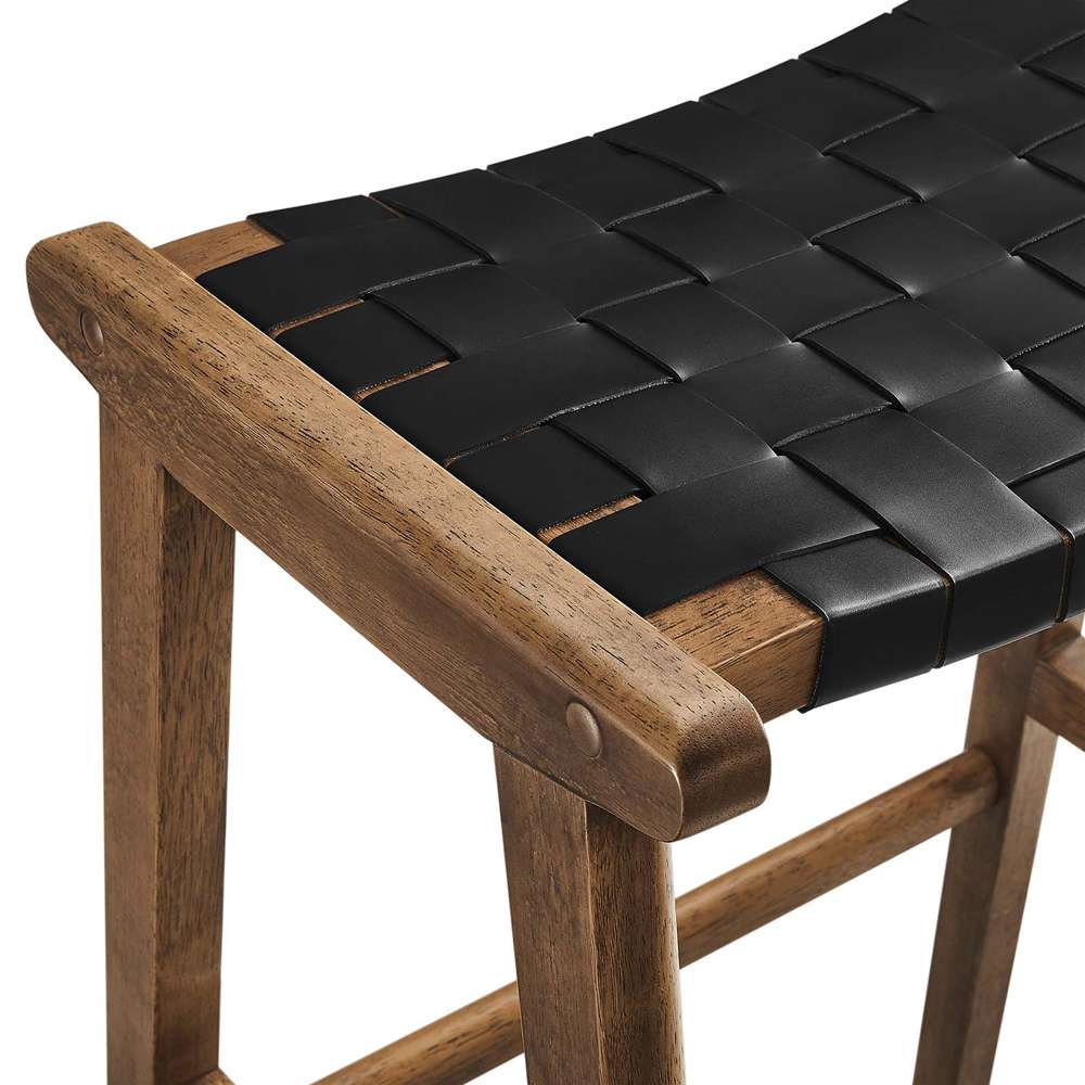 Modway - Saoirse Faux Leather Wood Bar Stool - (Set of 2) - EEI-6549-WAL-BLK veiw 6
