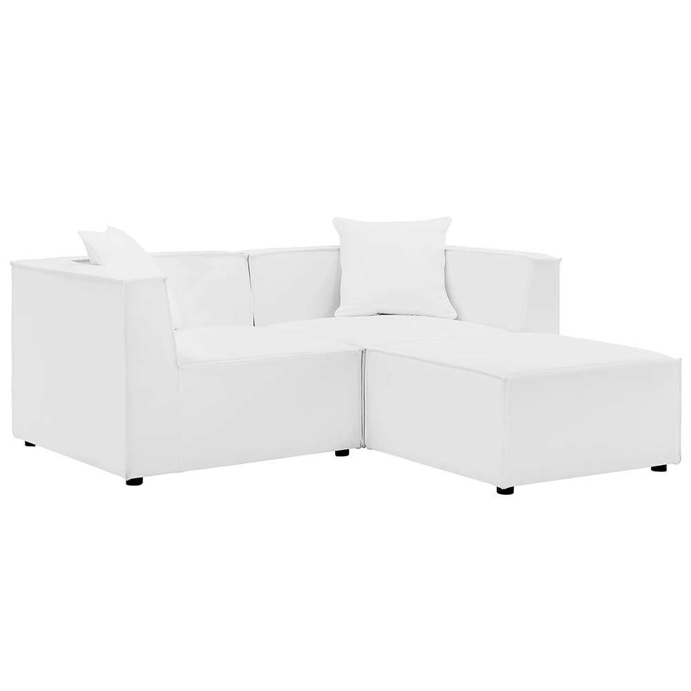Modway - Saybrook Outdoor Patio Upholstered Loveseat and Ottoman Set - EEI-4378-WHI veiw 1
