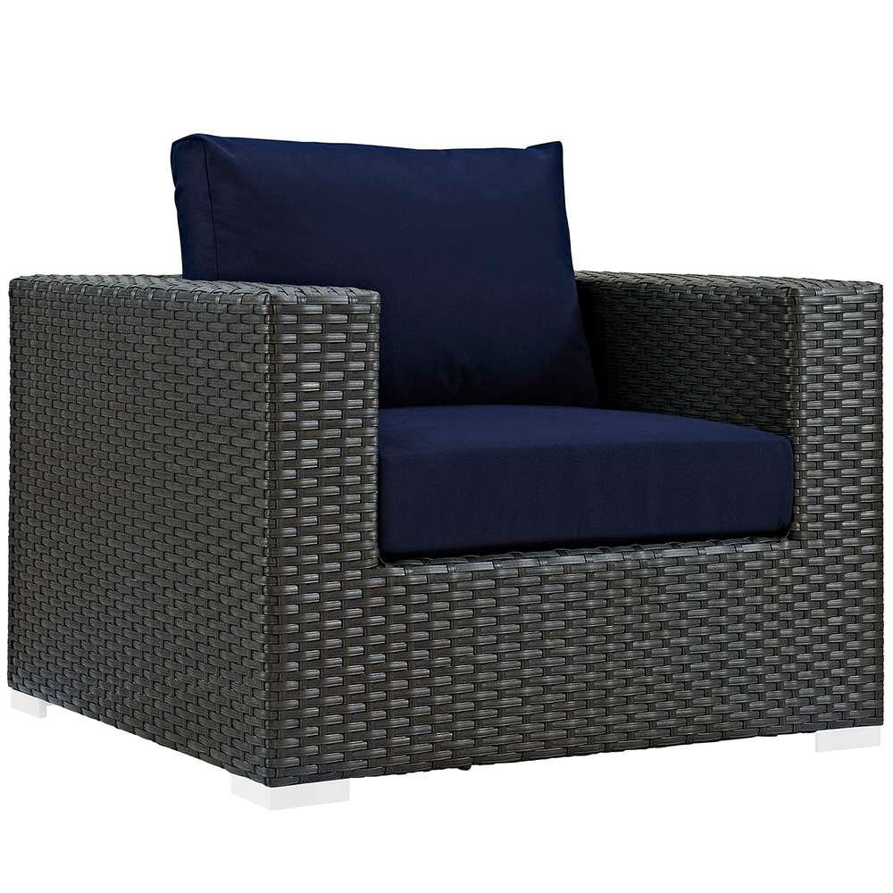 Modway - Sojourn Outdoor Patio Sunbrella Armchair - EEI-1850-CHC-NAV veiw 1