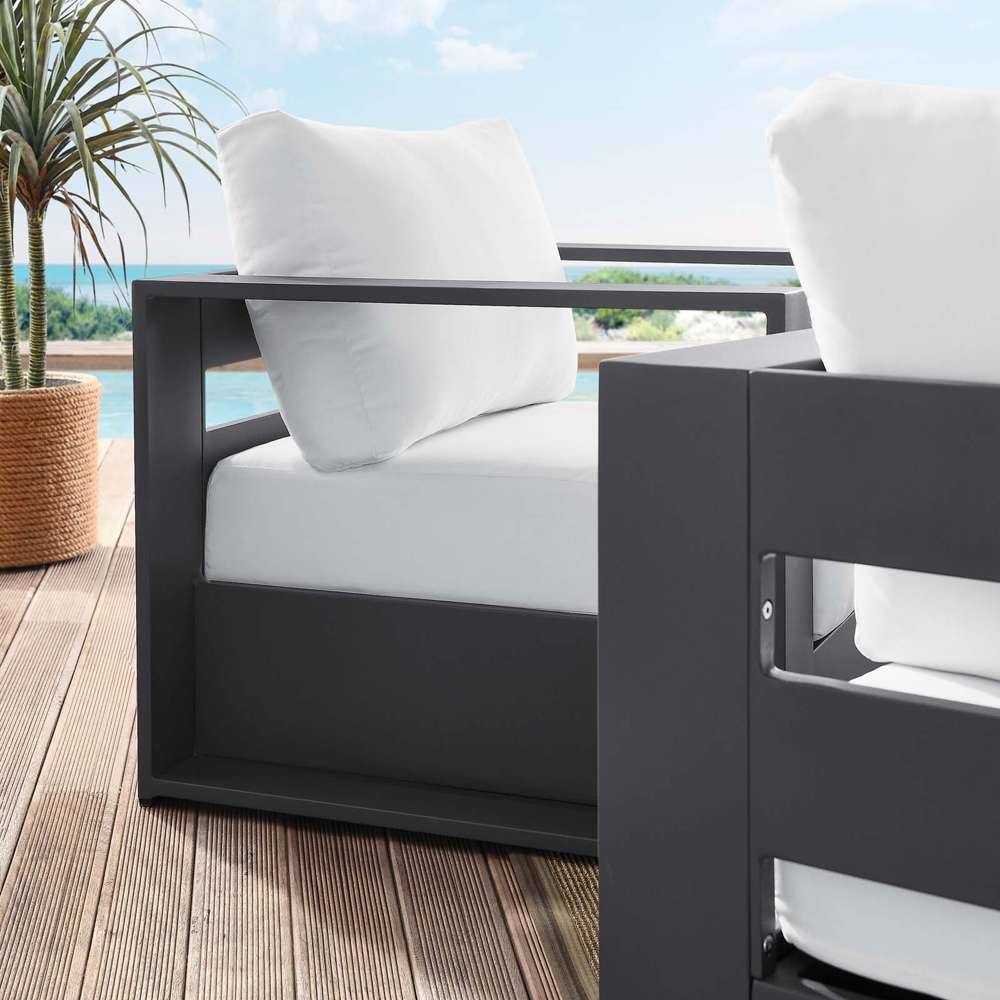Modway - Tahoe Outdoor Patio Powder-Coated Aluminum 2-Piece Armchair Set - EEI-5751-GRY-WHI veiw 6